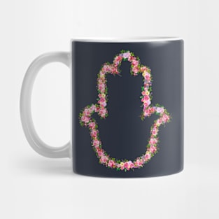 Watercolor Flowers Hamsa Silhouette Mug